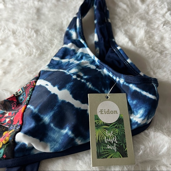 NEW Eidon Blue Tie Dye Beaded Print Bikini Top Size XL - Picture 5 of 9